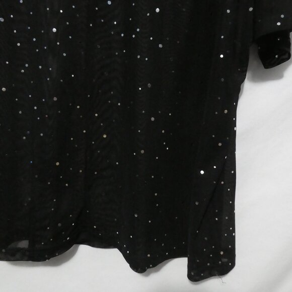Unbranded | P2P 24 inches measured | Sheer Black Short Sleeve Sequin Shirt - Picture 13 of 13